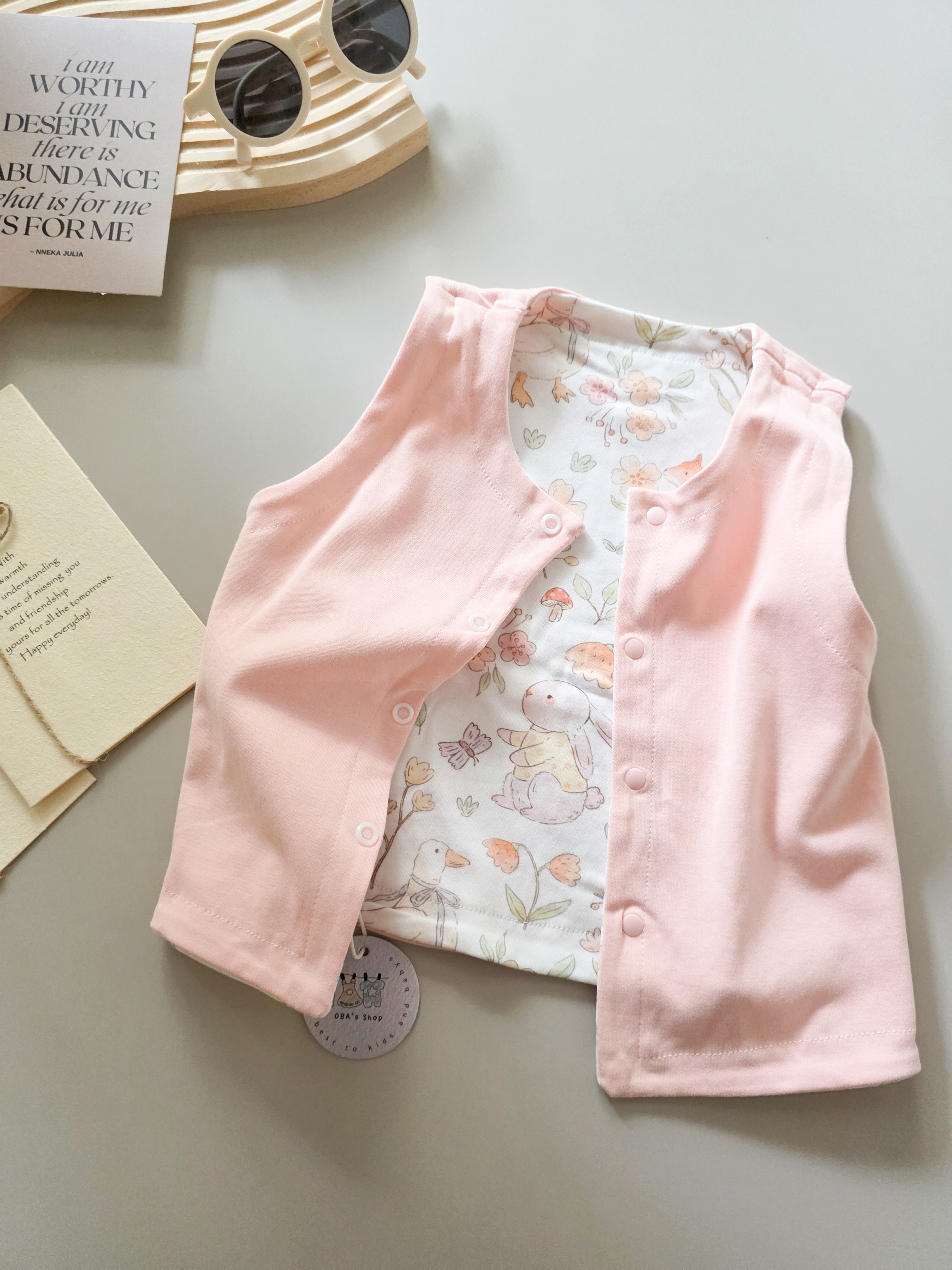 粉色春暖花開 寶寶純棉背心