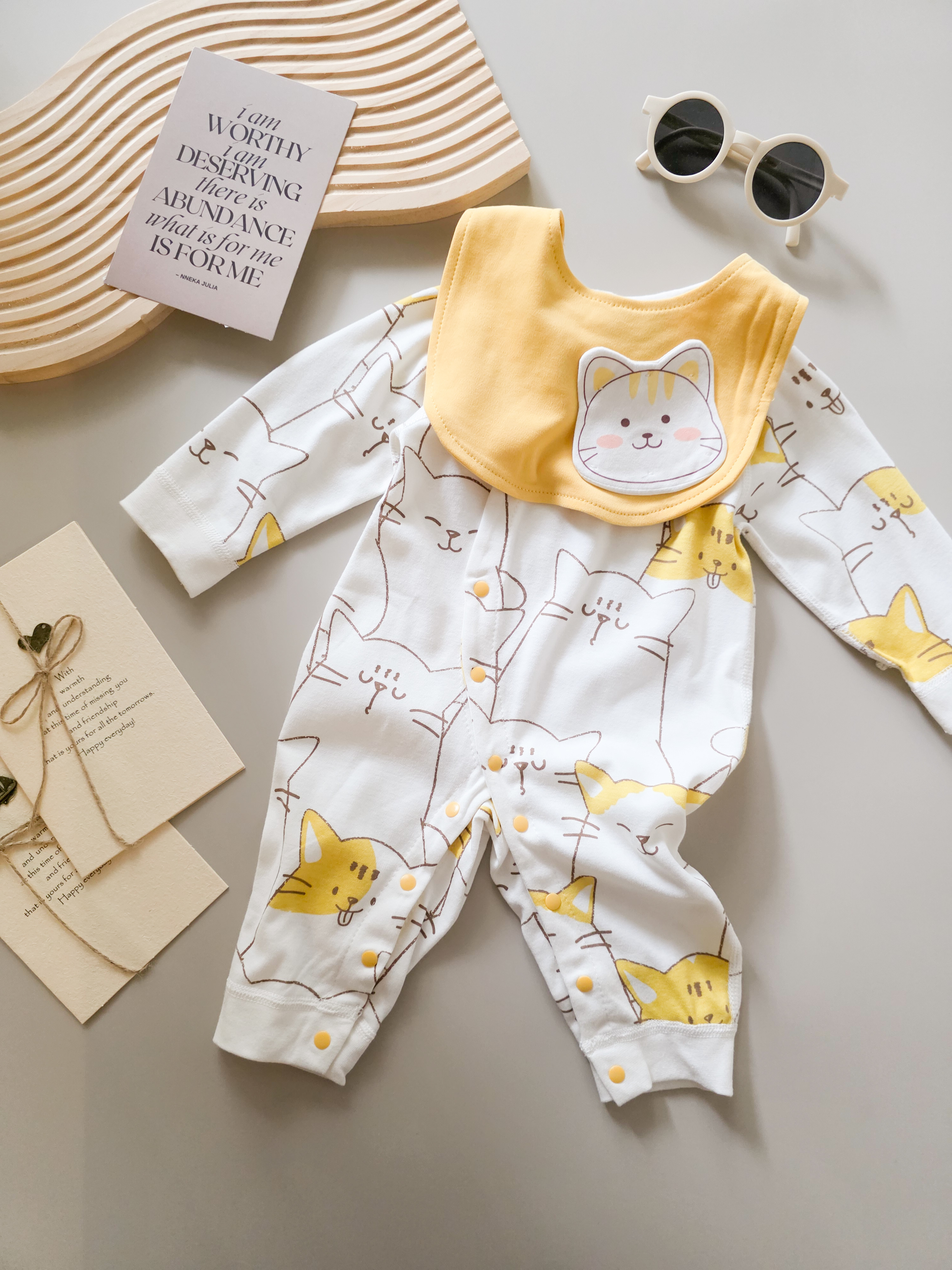 [含圍兜] 喵嗚好心情 長袖連身衣