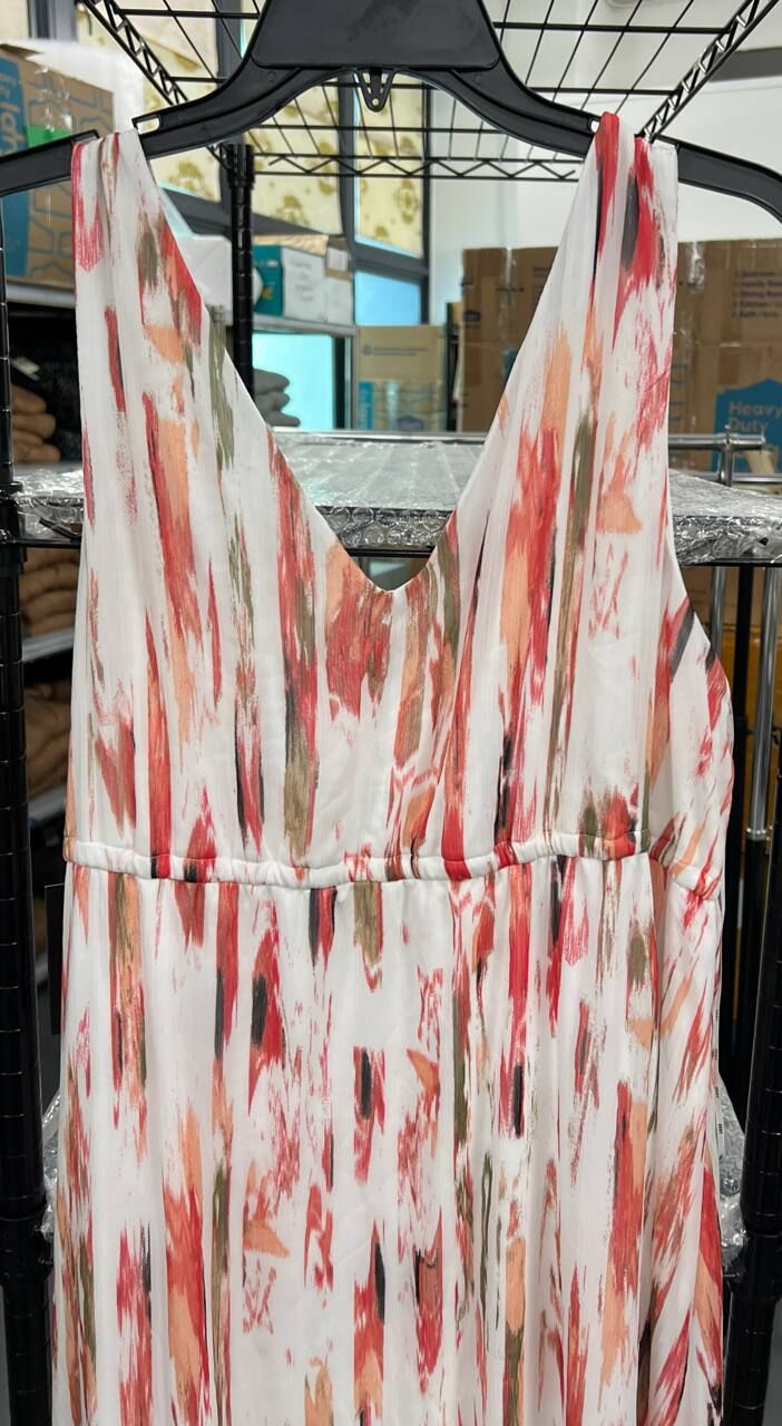 [S] DKNY BRKN BRSH STROKE ABSTRACT PRINT MIDI DRESS, P4DBVX12-H3W [FINAL SALE] (SD1536)