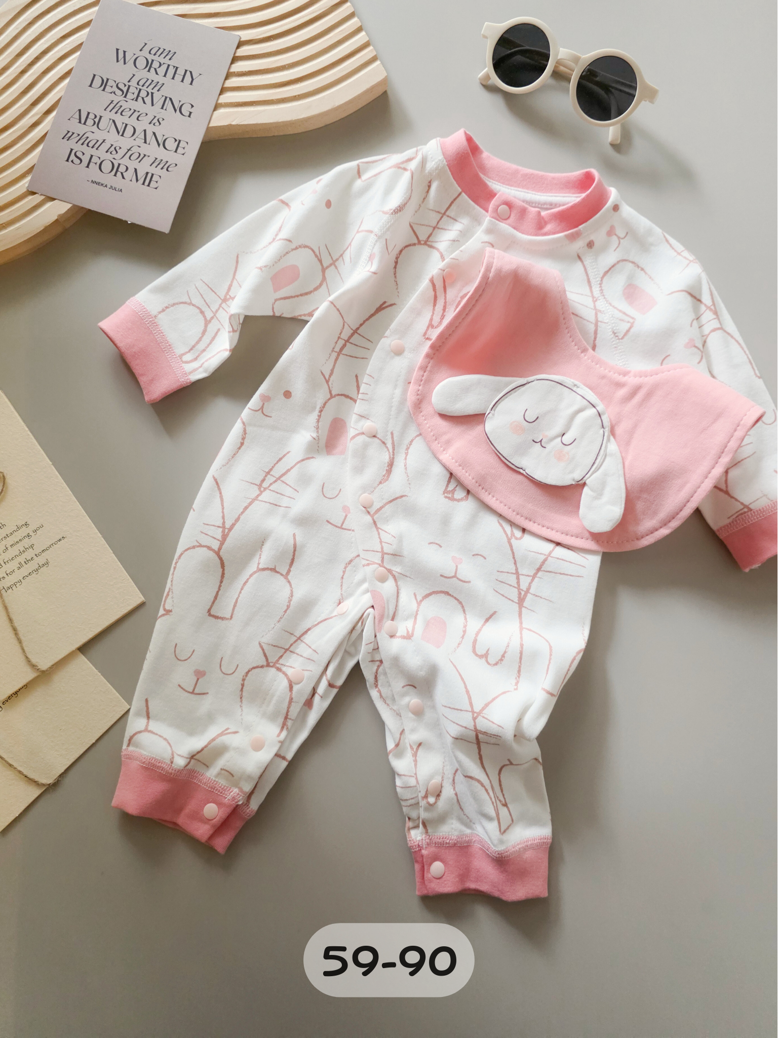 [含圍兜] 兔子躲貓貓 長袖連身衣