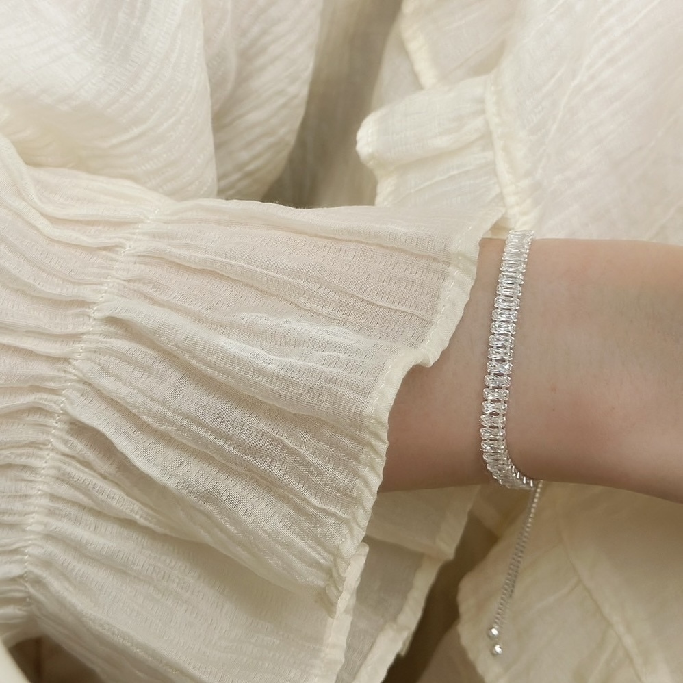 J01排鑽鋯石伸縮純銀手鍊