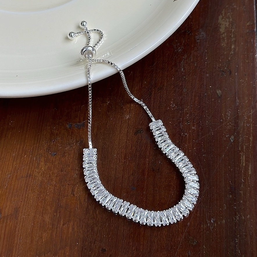 J01排鑽鋯石伸縮純銀手鍊