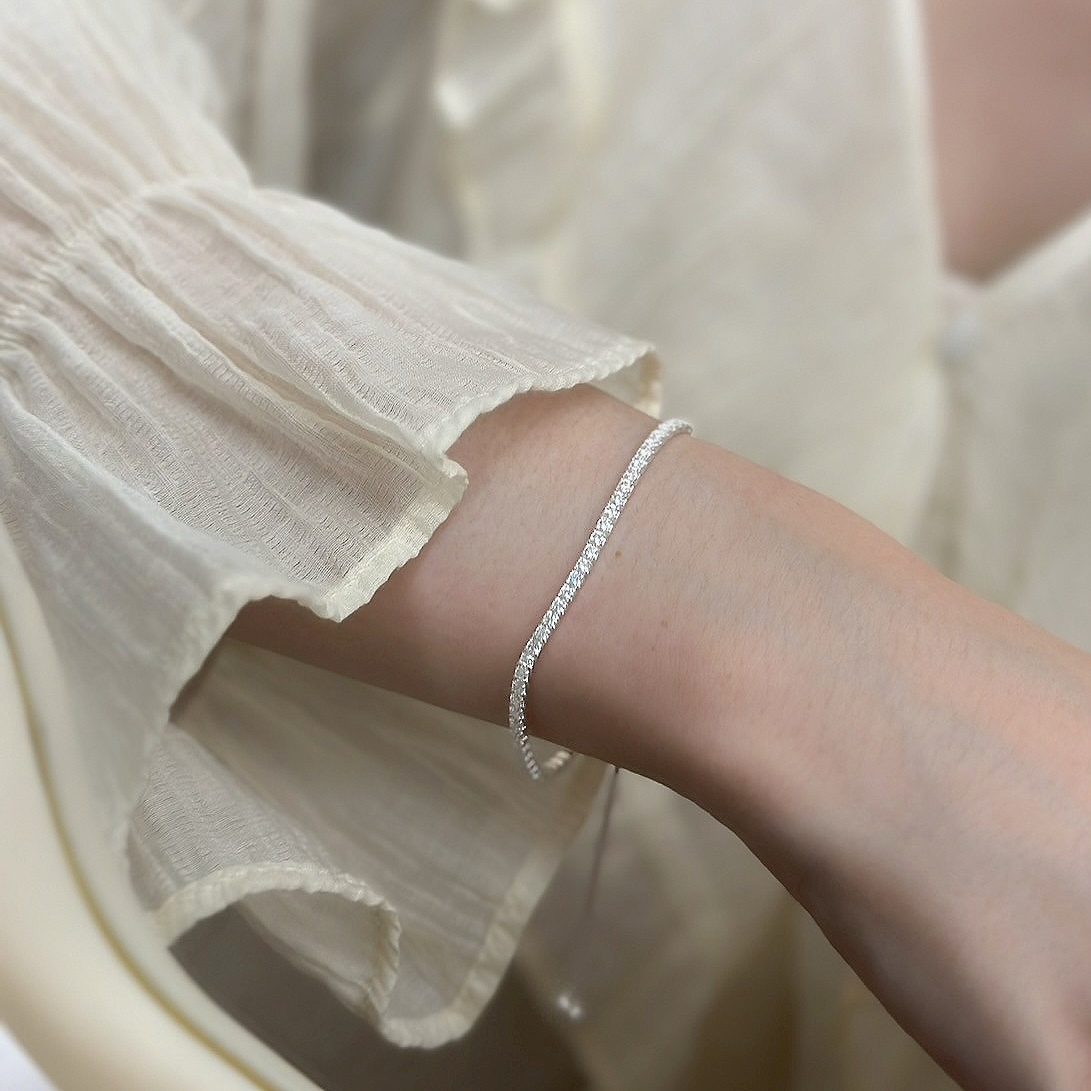 U3排鑽伸縮調整純銀手鍊