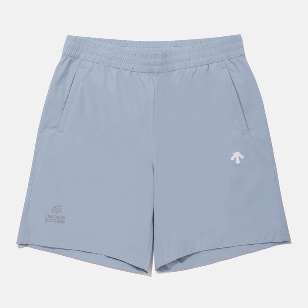 DESCENTE 迪桑特 經典 小LOGO 機能短褲 三鐵聯名款  天藍色