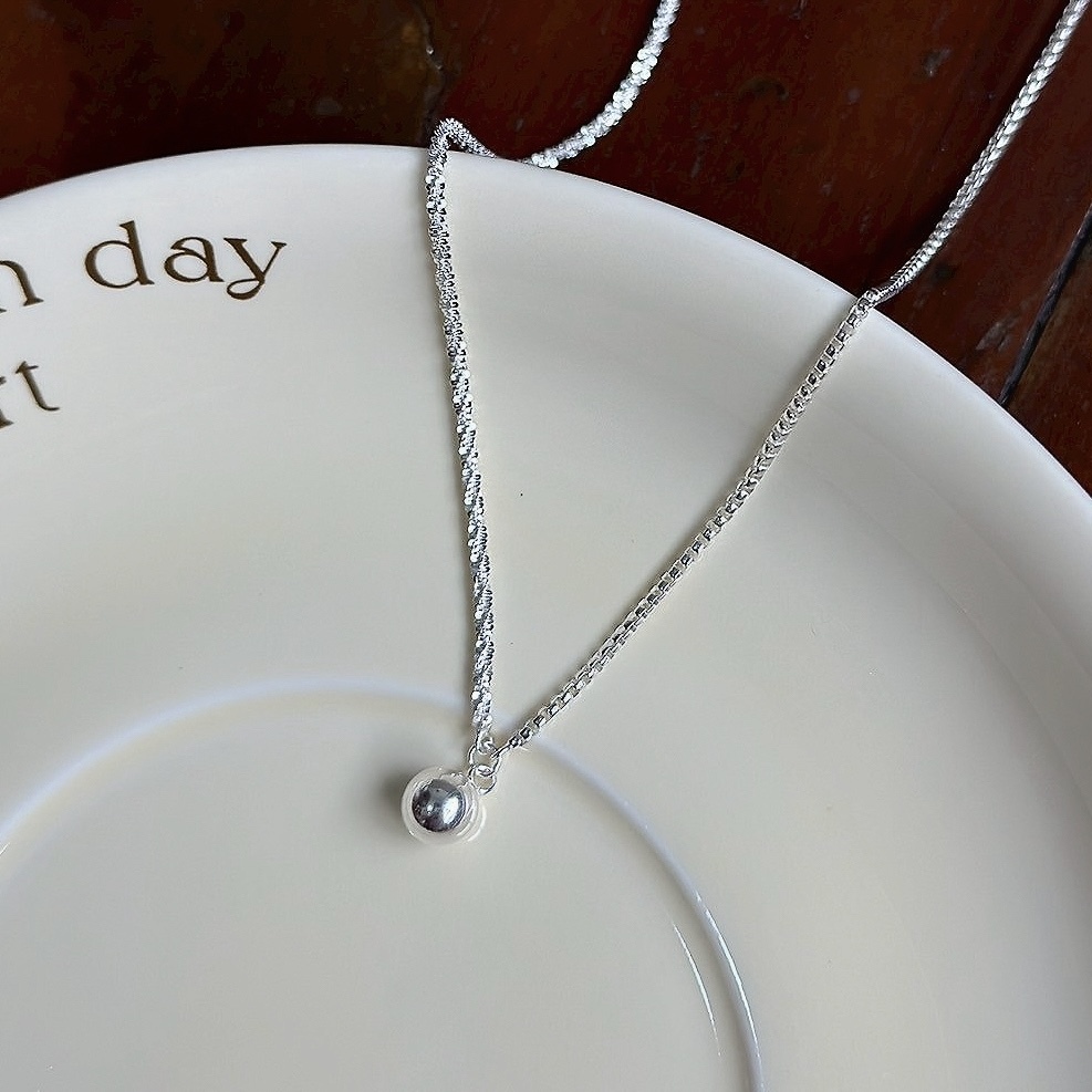 H131圓珠波光粼粼純銀項鍊