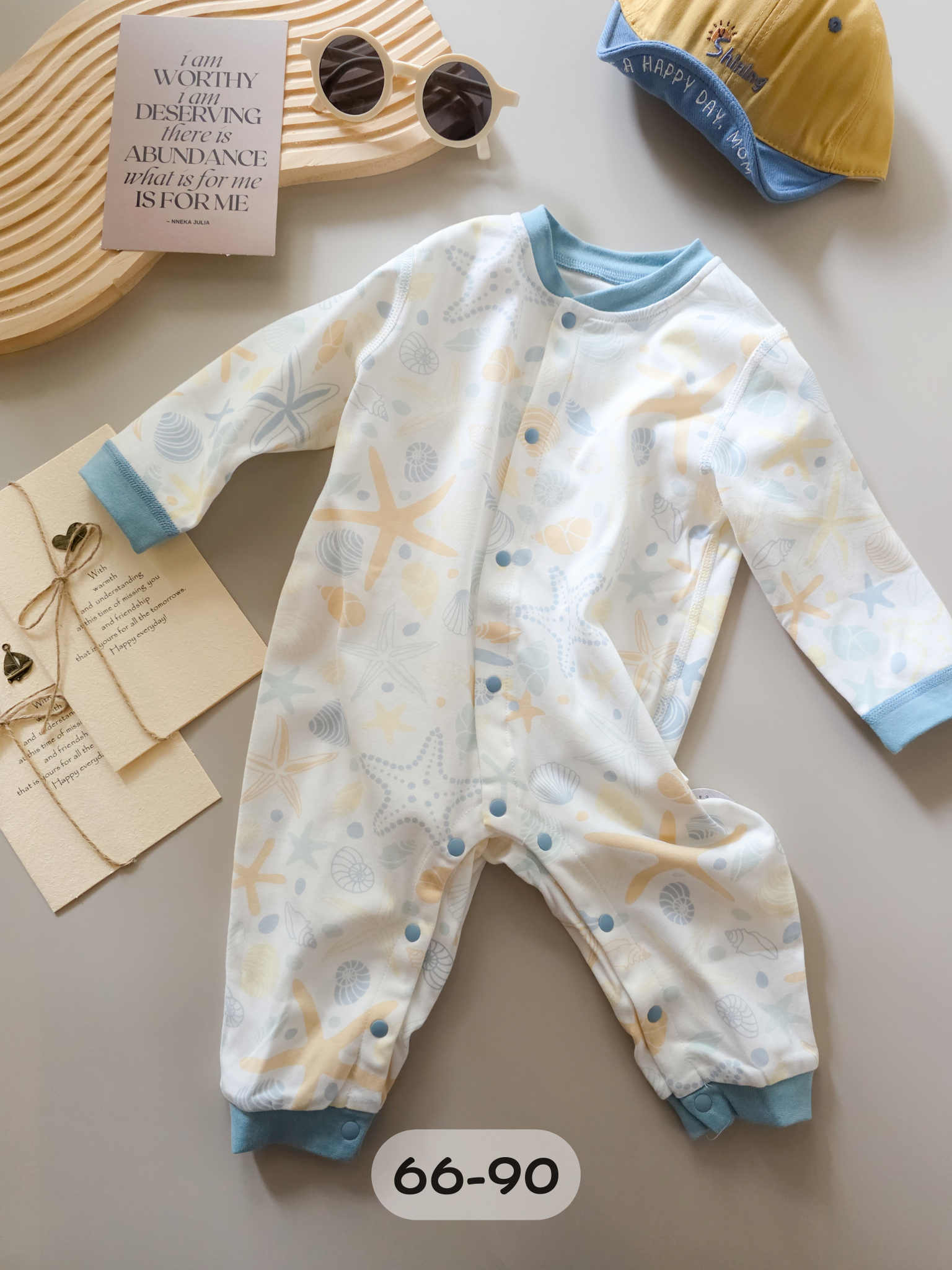 藍色海星 長袖連身衣