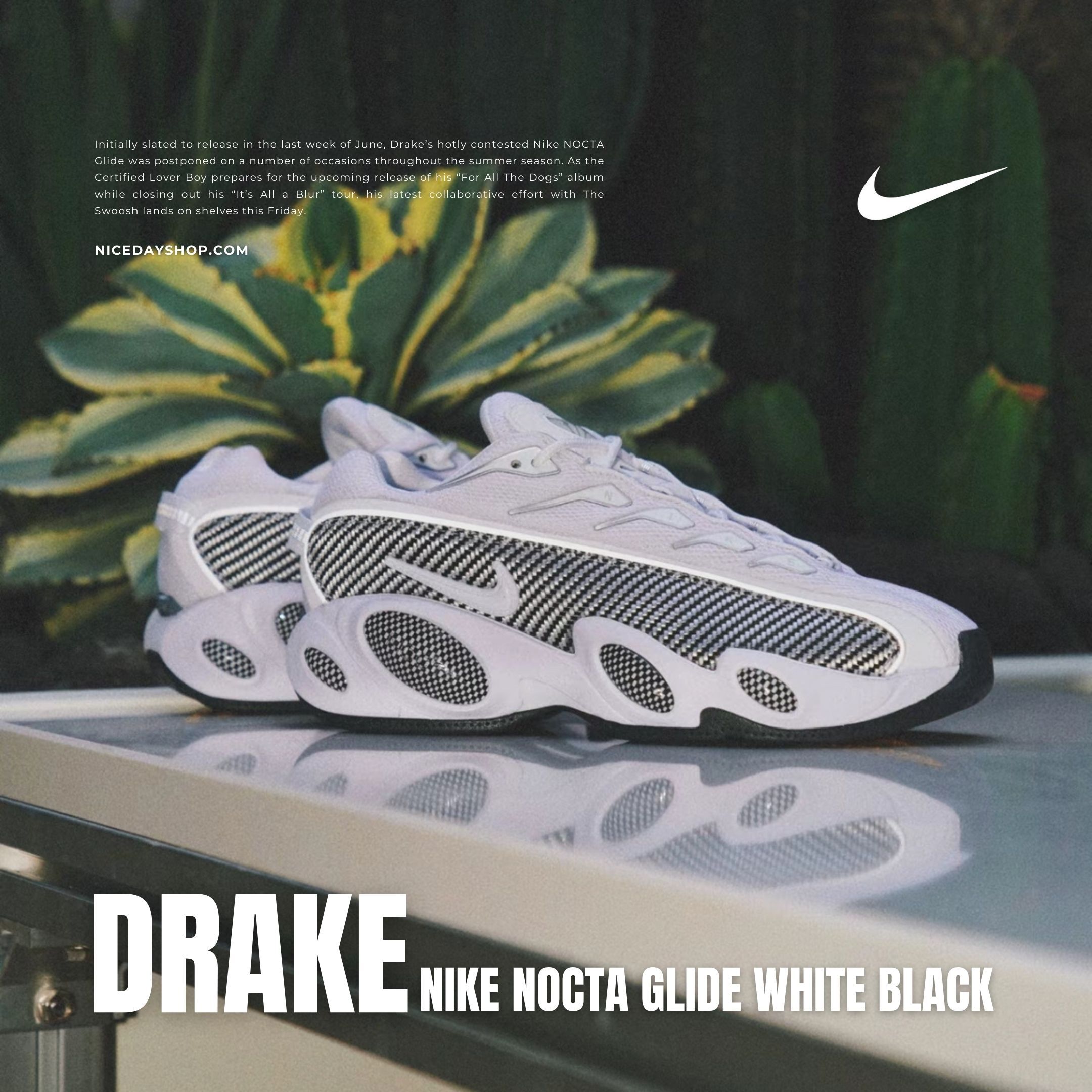 NICEDAY 代購 Drake Nocta x Nike Glide White Black 白黑 黑碳 碳纖維 白 聯名 男鞋 DM0879-101