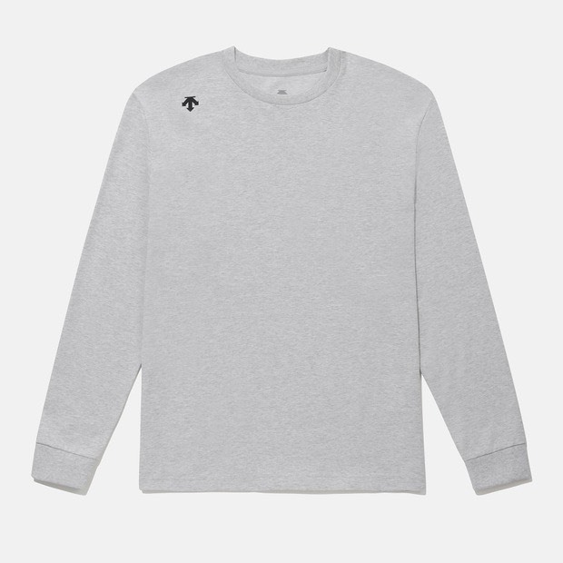 DESCENTE 迪桑特 經典 小LOGO 背後撞色大LOGO 長袖 灰色