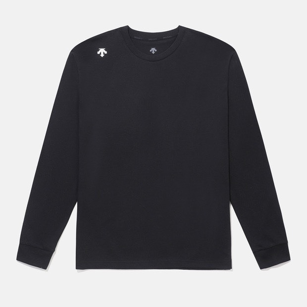 DESCENTE 迪桑特 經典 小LOGO 背後撞色大LOGO 長袖 黑色