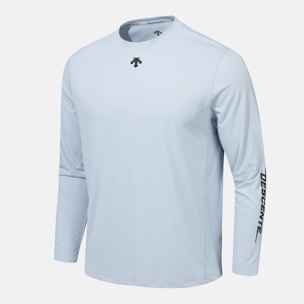 DESCENTE 迪桑特 經典 胸口中間小LOGO長袖 天藍色