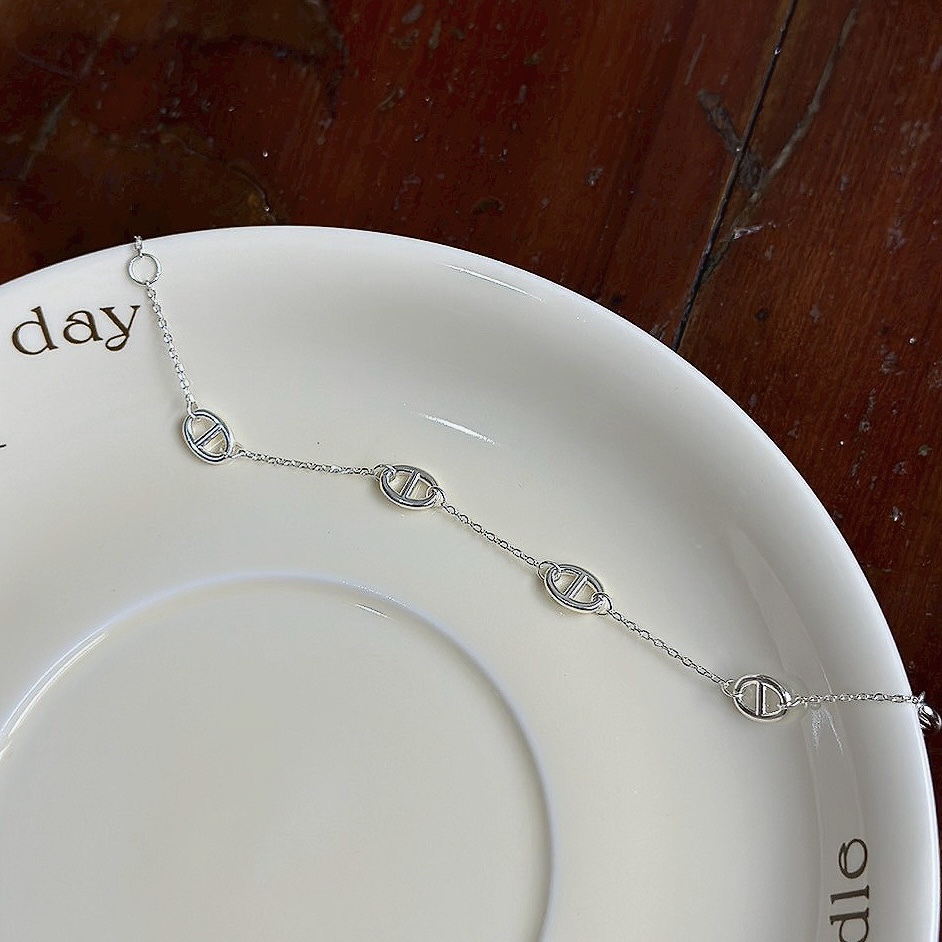 J04分布式豬鼻純銀手鍊