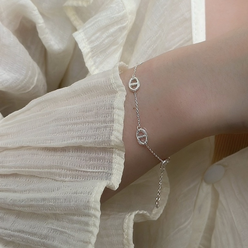 J04分布式豬鼻純銀手鍊