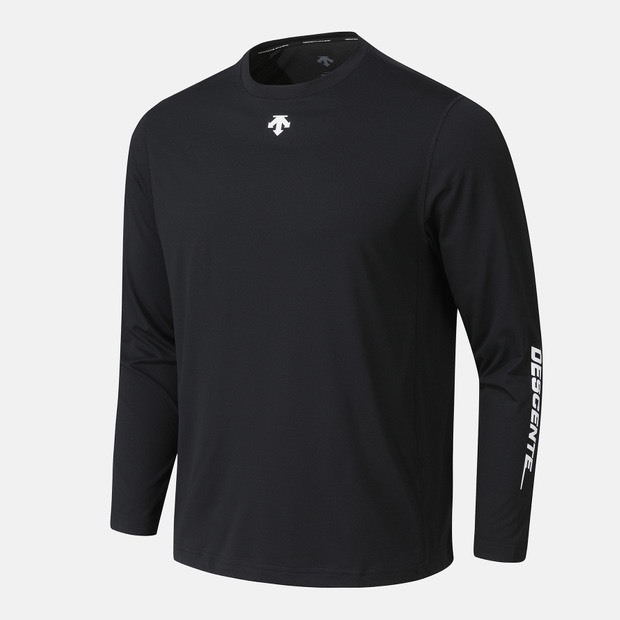 DESCENTE 迪桑特 經典 胸口中間小LOGO長袖 黑色