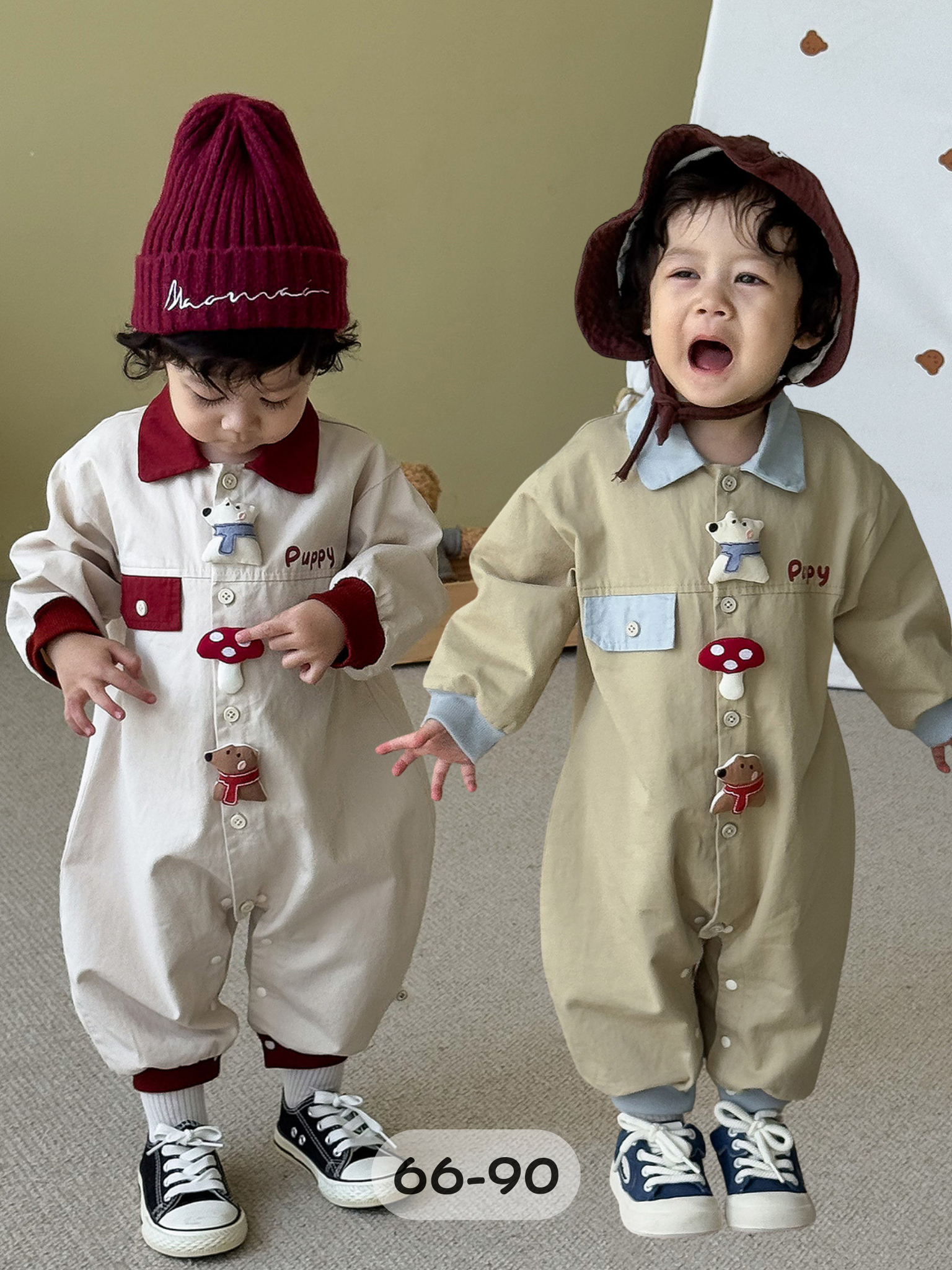 狗狗與菇菇 長袖連身衣