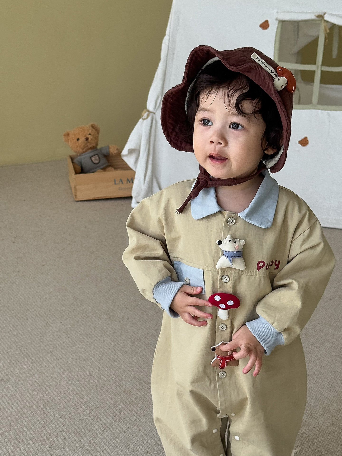 狗狗與菇菇 長袖連身衣