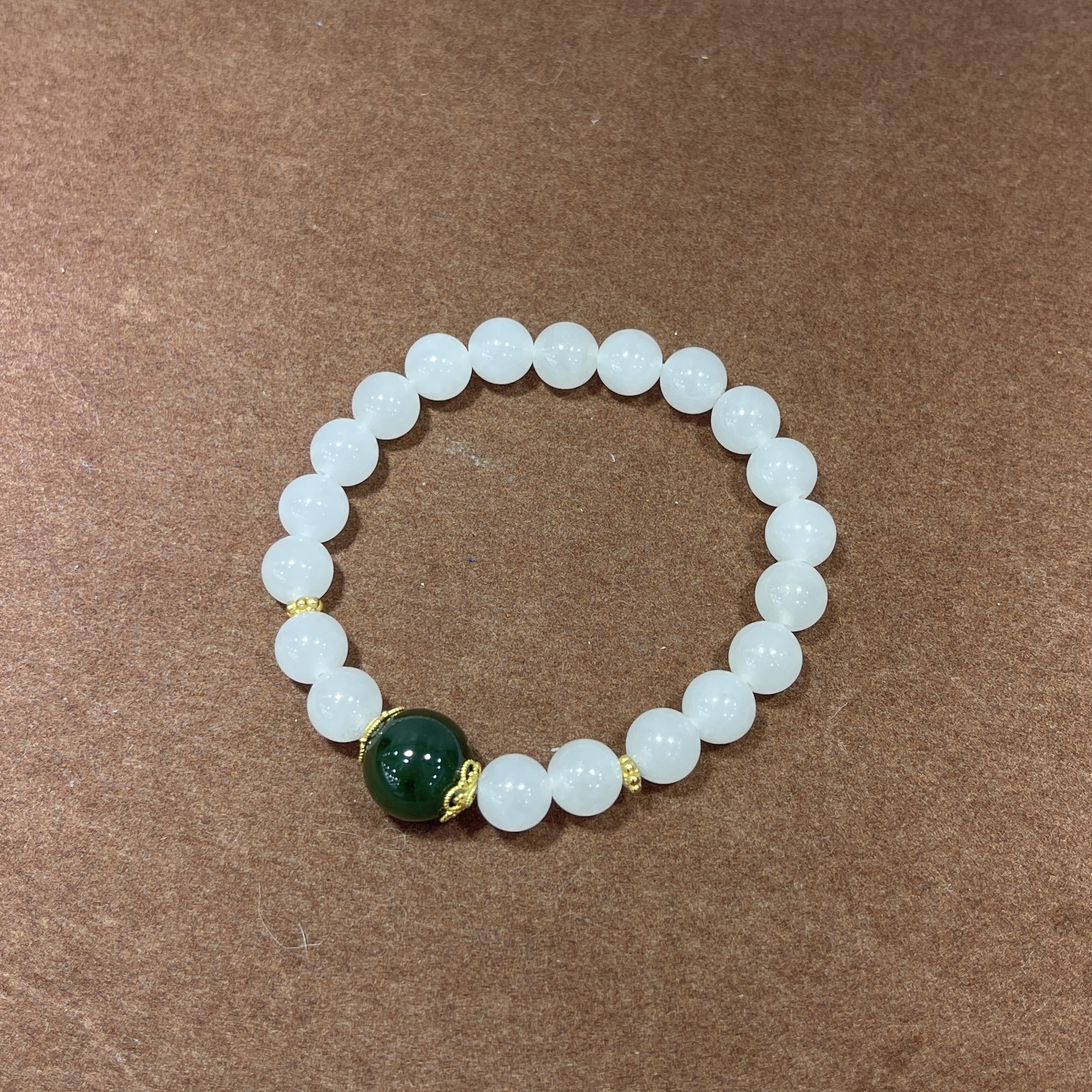 0901ht92-和田玉-8m白玉花托手串/個（A92）