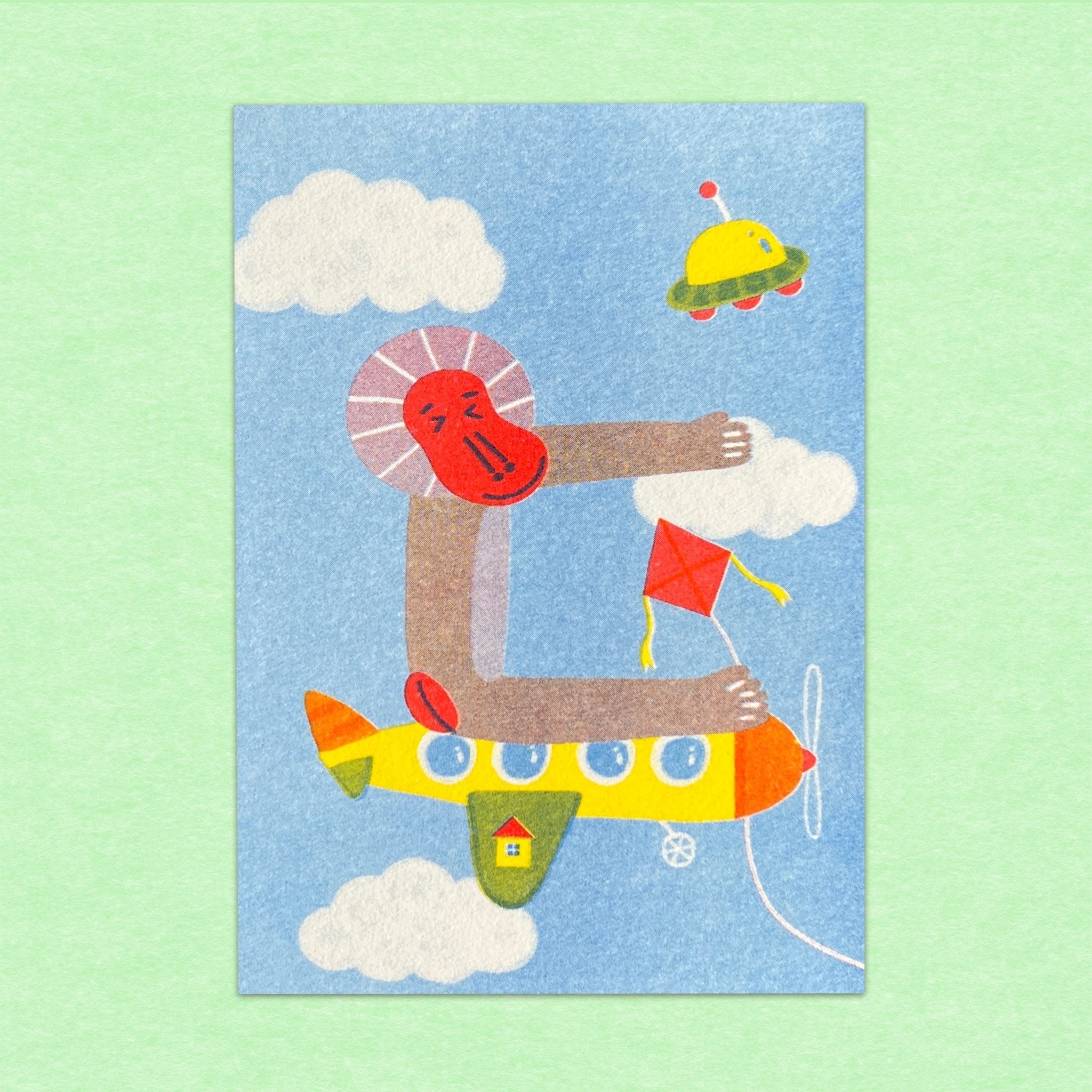 狒狒的「ㄈ」/孔版印刷明信片