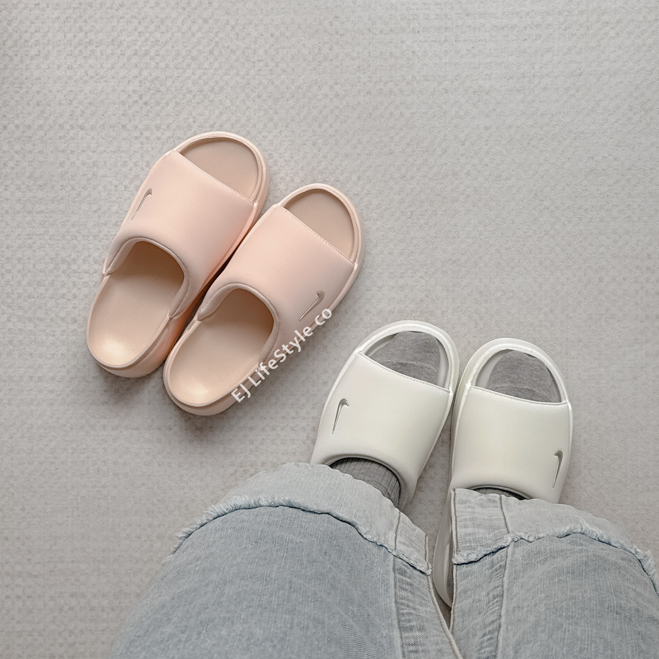 NIKE CALM ELEVATION 防滑 軟底 厚底 親水泡棉 拖鞋 女鞋 霧白 HJ5601-100 粉橘 HJ5601-600  / 現貨