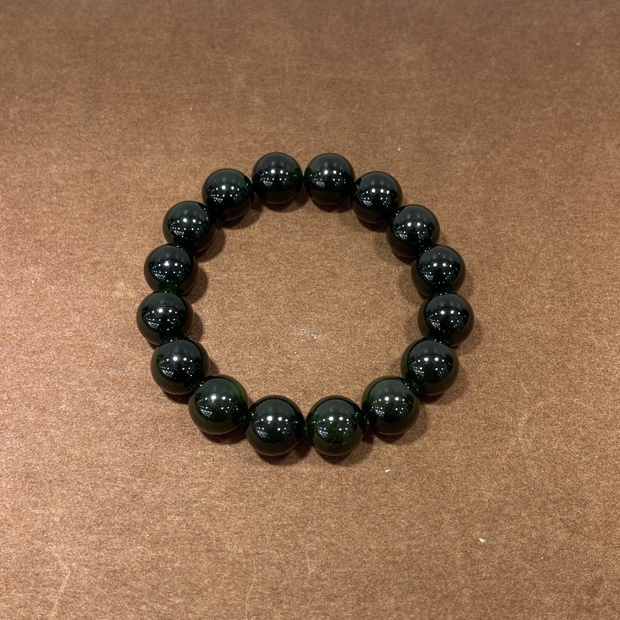 0901ht104-和田玉-12m黑皮碧玉手串/件（A104）