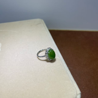 0901ht138-和田玉-碧玉锆石太阳光戒指(A138)