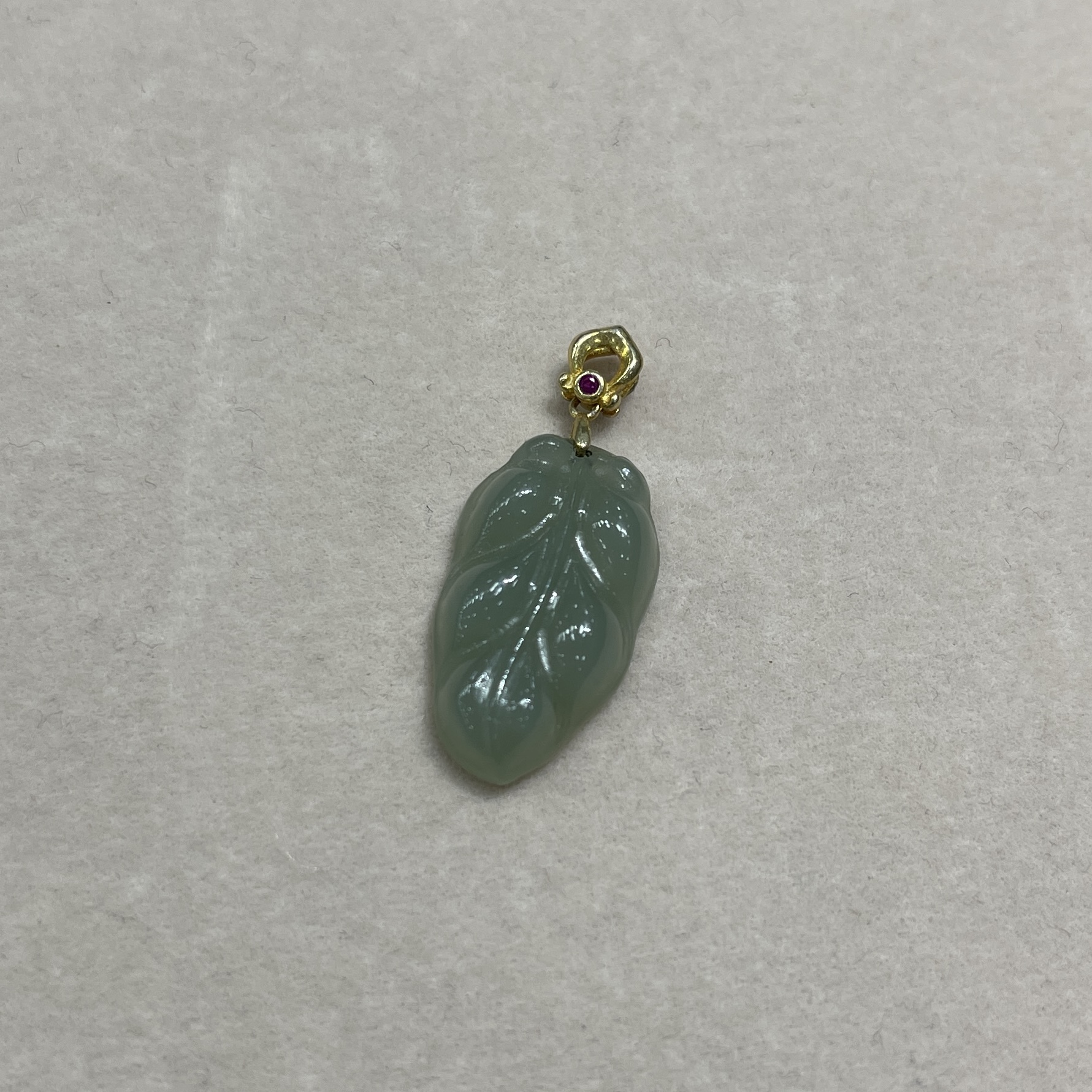 0901ht10-和田玉-切莫藍樹葉/個（福利）（A10）