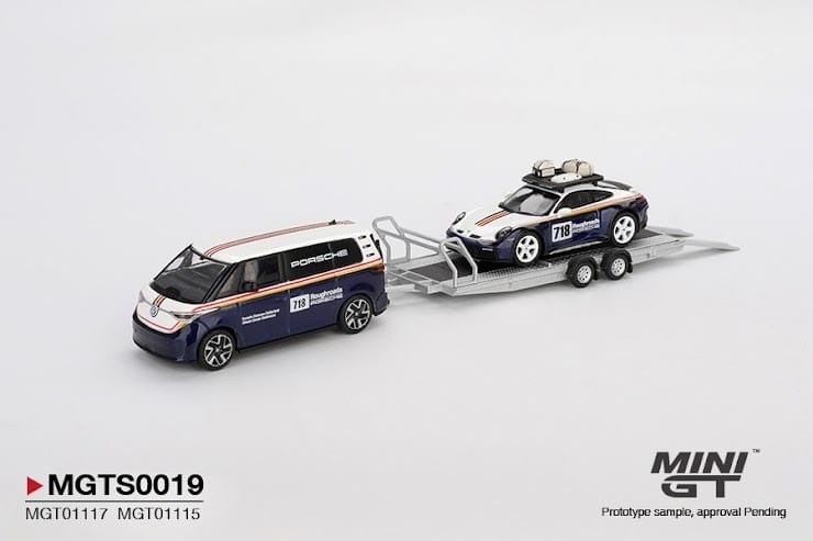 [預訂] Mini GT Porsche 911 Dakar #718 / Volkswagen ID. Buzz Porsche Centrum Gelderland Roughroads Set