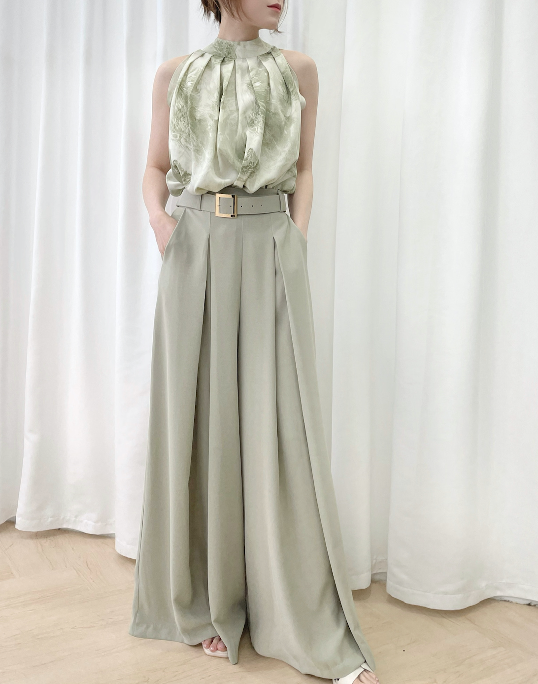 後綁帶暈染背心