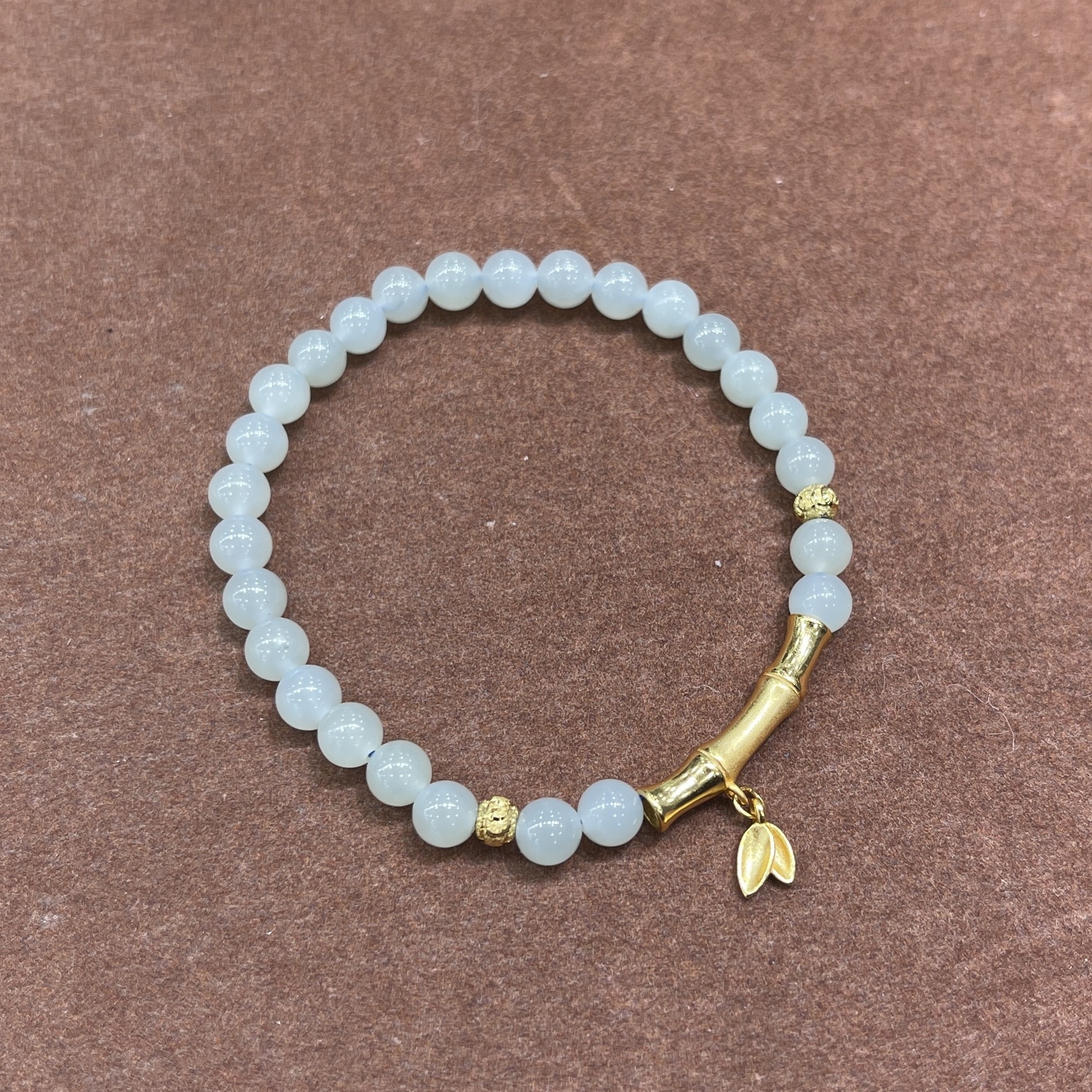 0901ht21-和田玉-6m切莫藍竹節手串/個（A21）