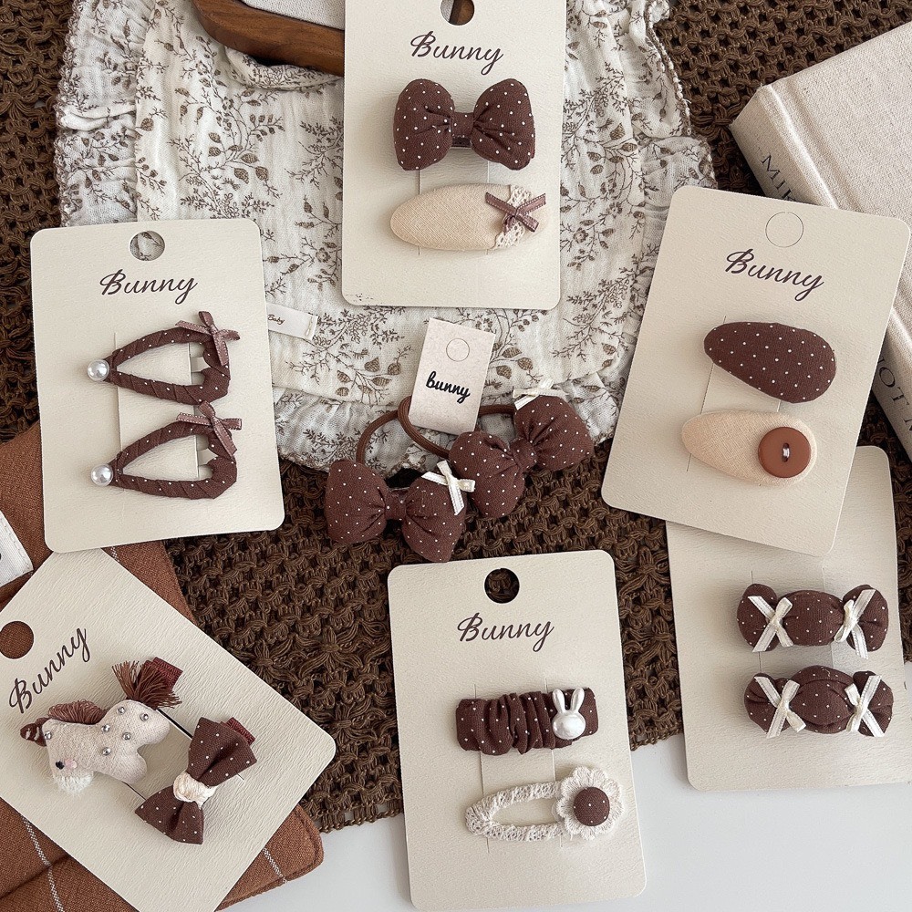 波點咖色系髮夾