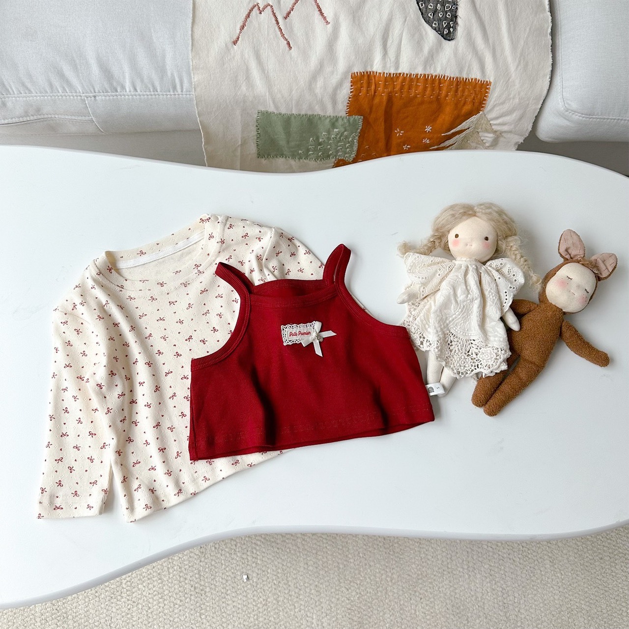 蝴蝶結吊帶兩件式上衣