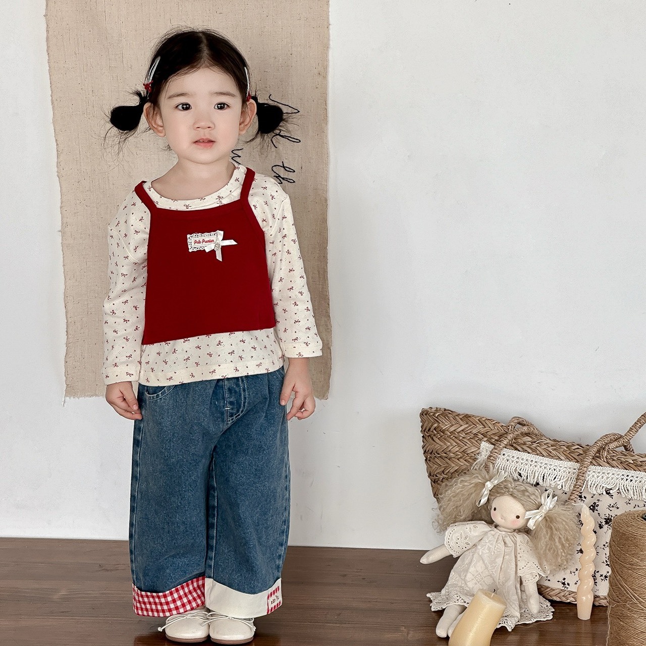 蝴蝶結吊帶兩件式上衣