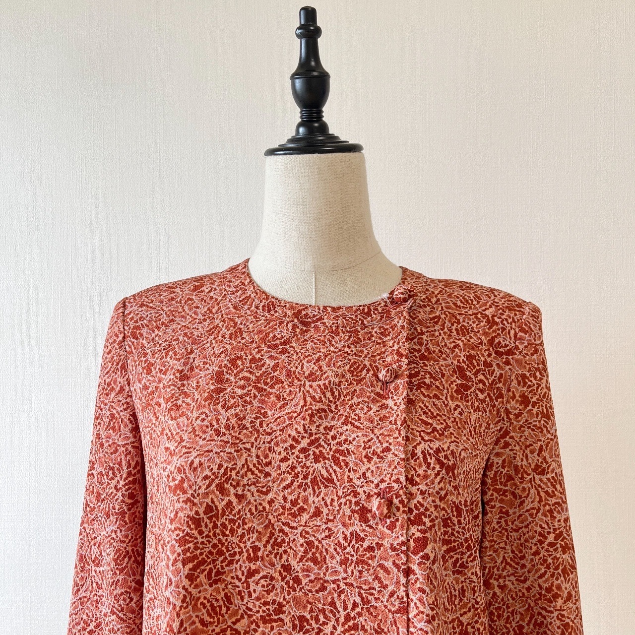 日本製朱紅色圓領和服布上衣