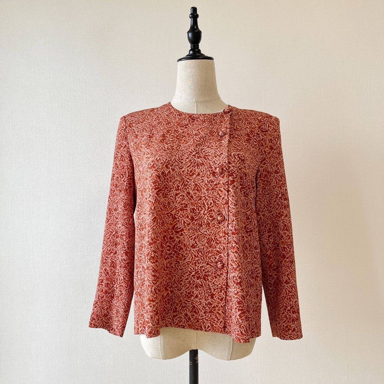 日本製朱紅色圓領和服布上衣