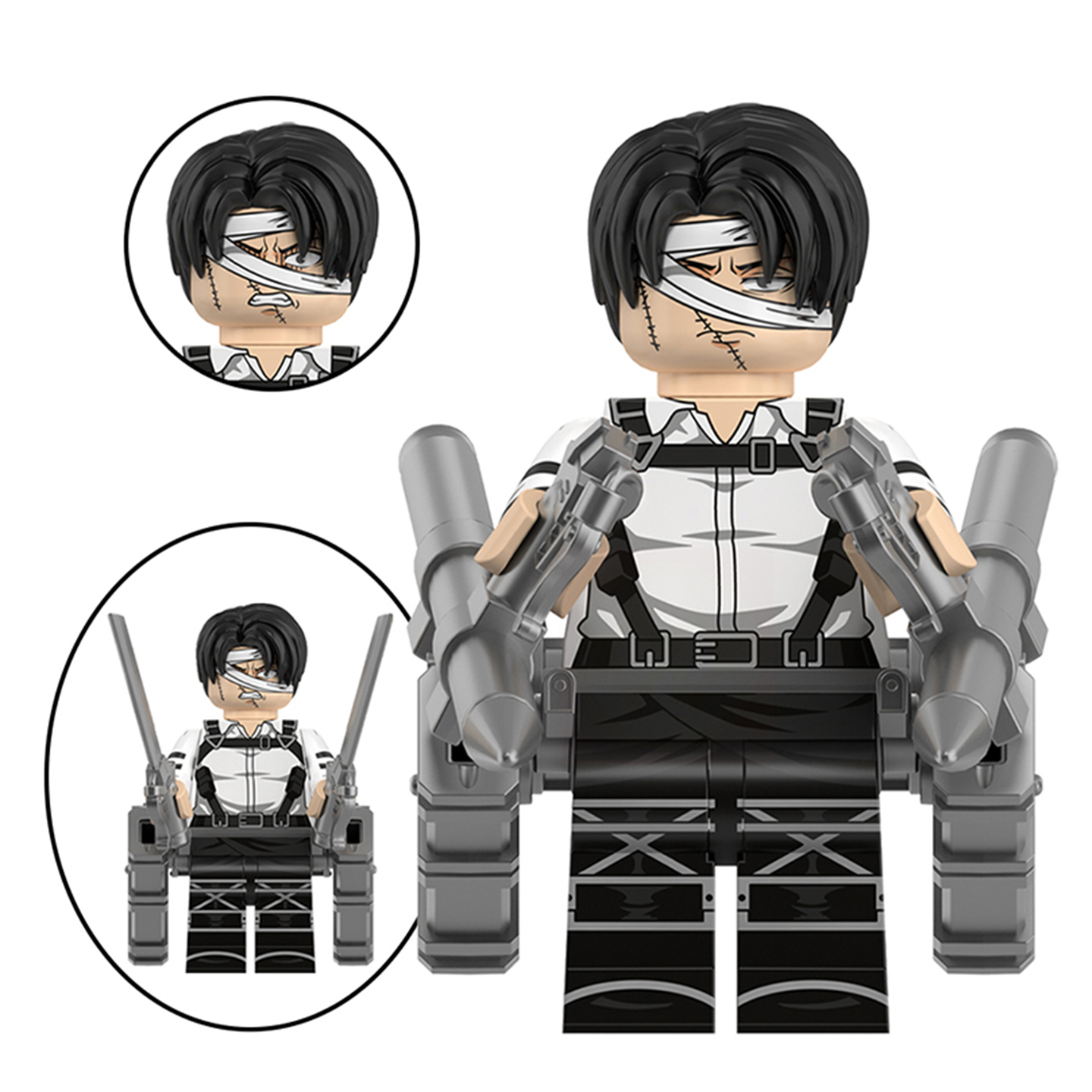 Attack On Titan Levi Ackerman Custom Minifigures Minifigs Fit Lego WM6203 WM2878