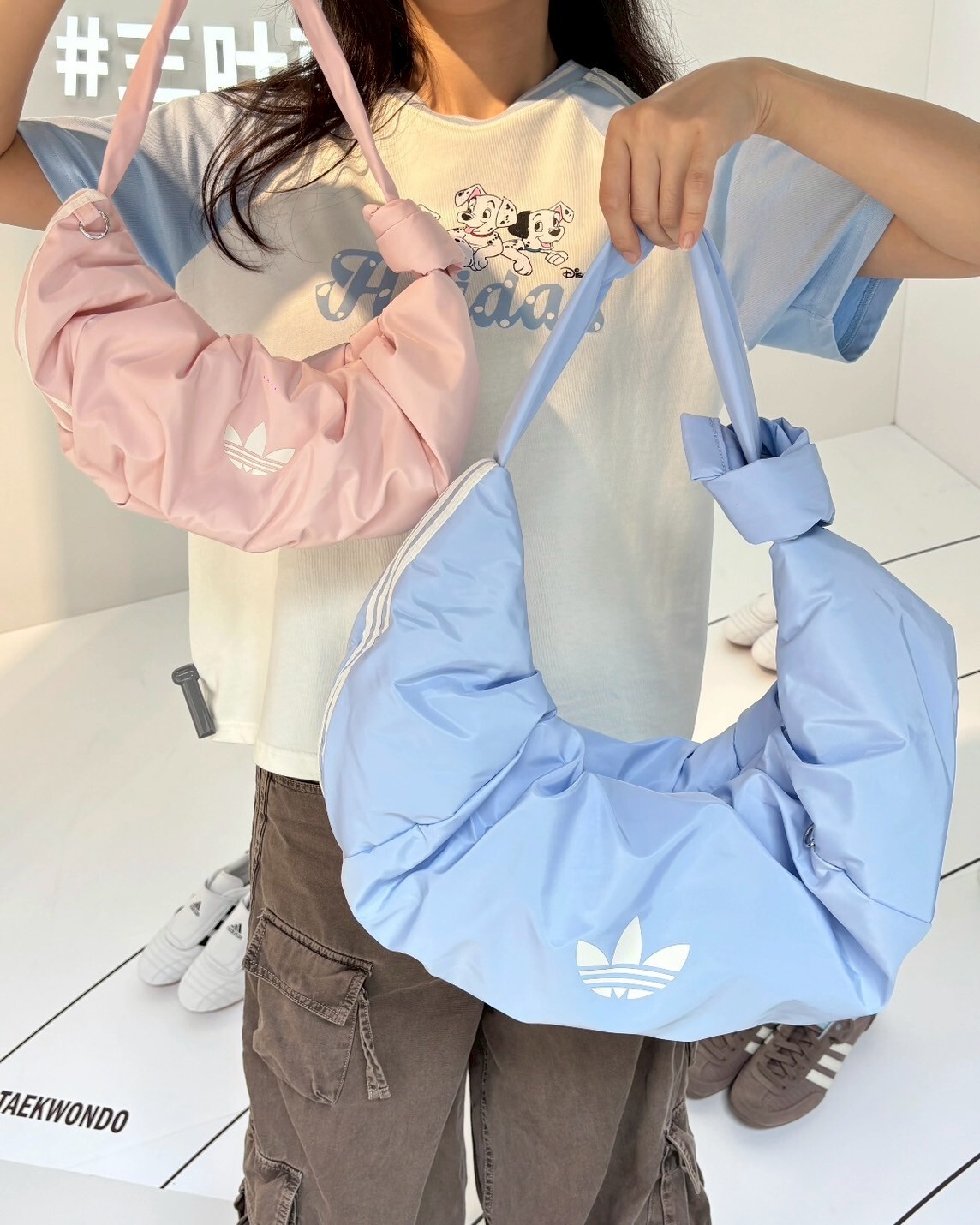 Adidas 雲朵包 粉色/藍色 單肩包 肩背包 斜背包