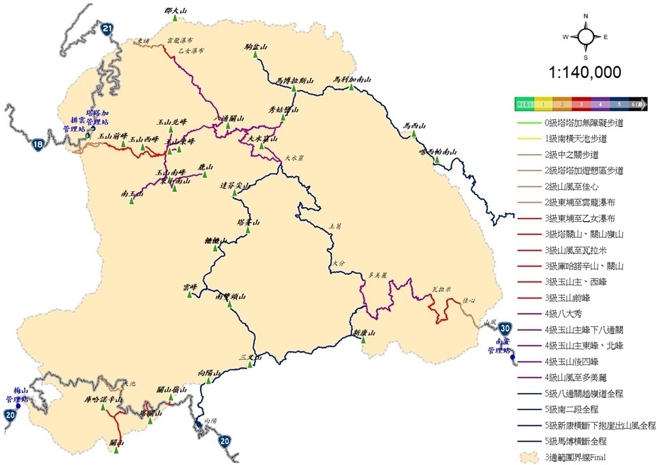 玉山主峰的登山路線規劃得相當完善，最經典與熱門的路線是從塔塔加登山口出發。