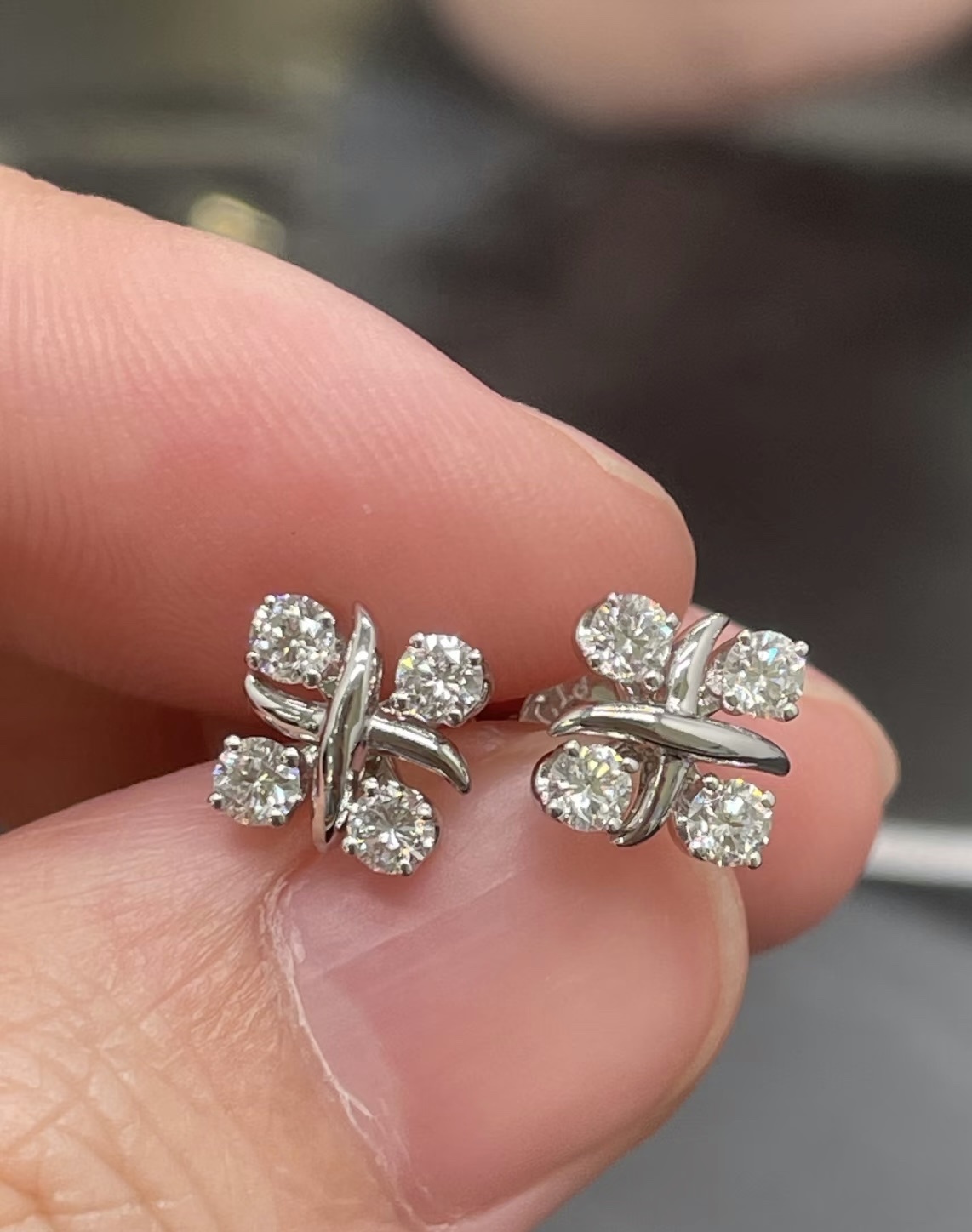 【直播】G0830888 莫桑鑽四葉草925純銀耳環「純手工裝嵌款」