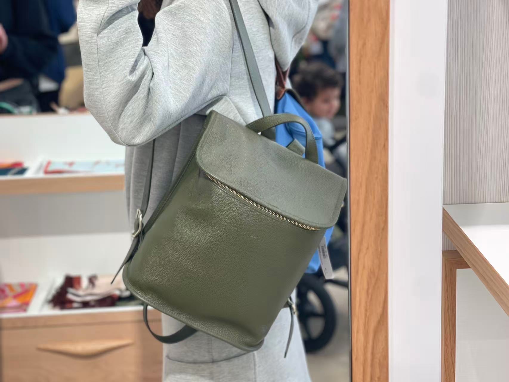 Longchamp Le Foulonné Rucksack backpack Olive green 10195