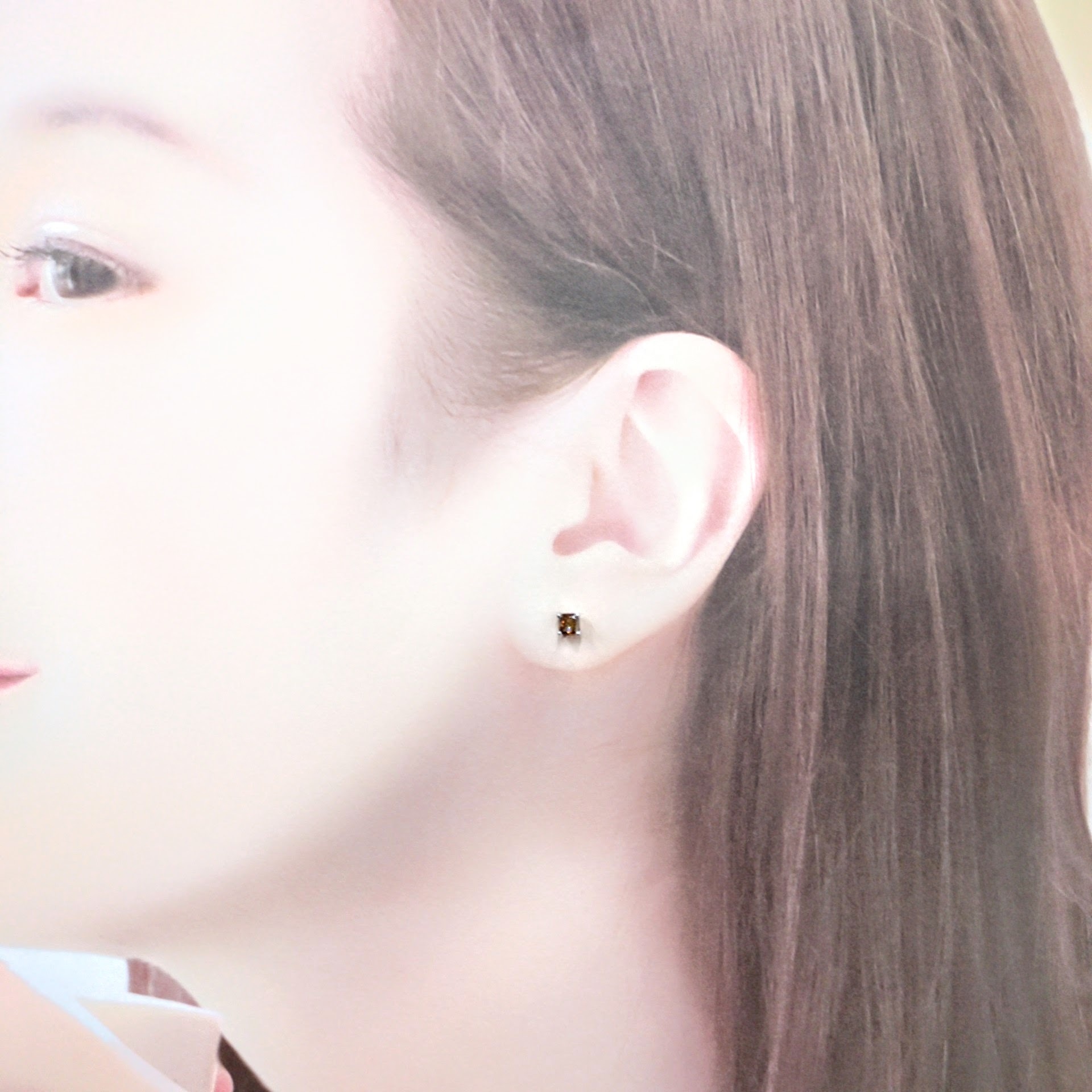 18K White Gold 0.49ct Fancy Brown Cushion Cut Diamond Earrings