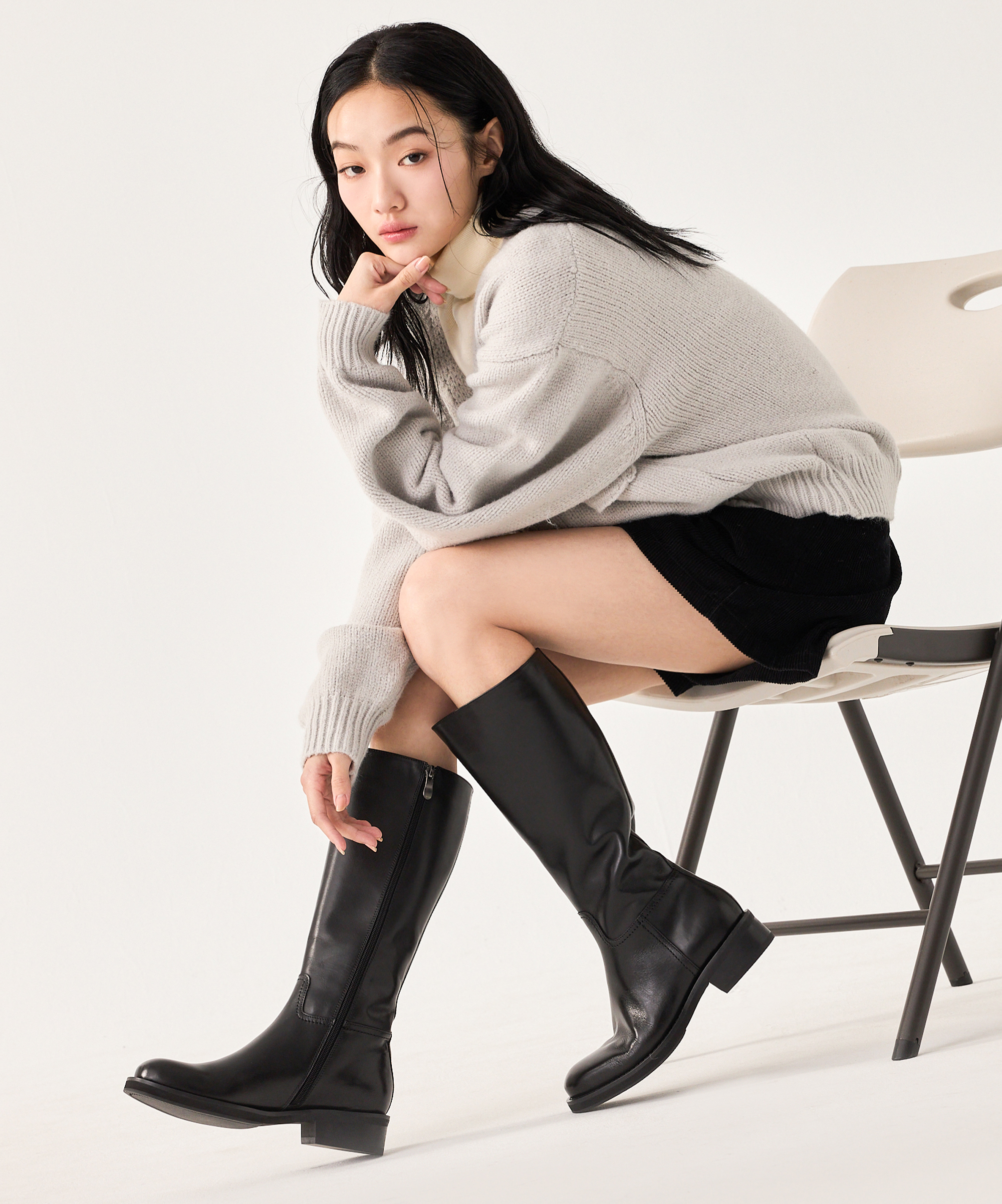 Agnes 打蠟真皮長靴