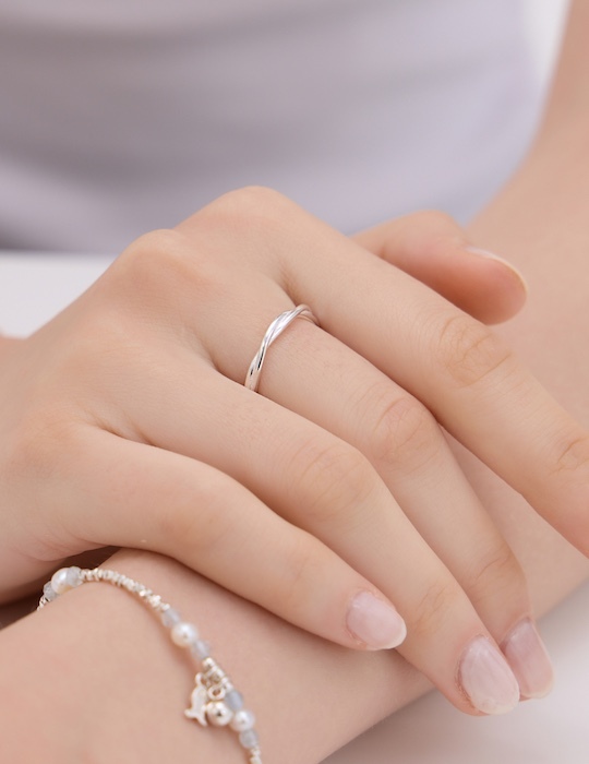 【925純銀】溫柔交織可調式戒指