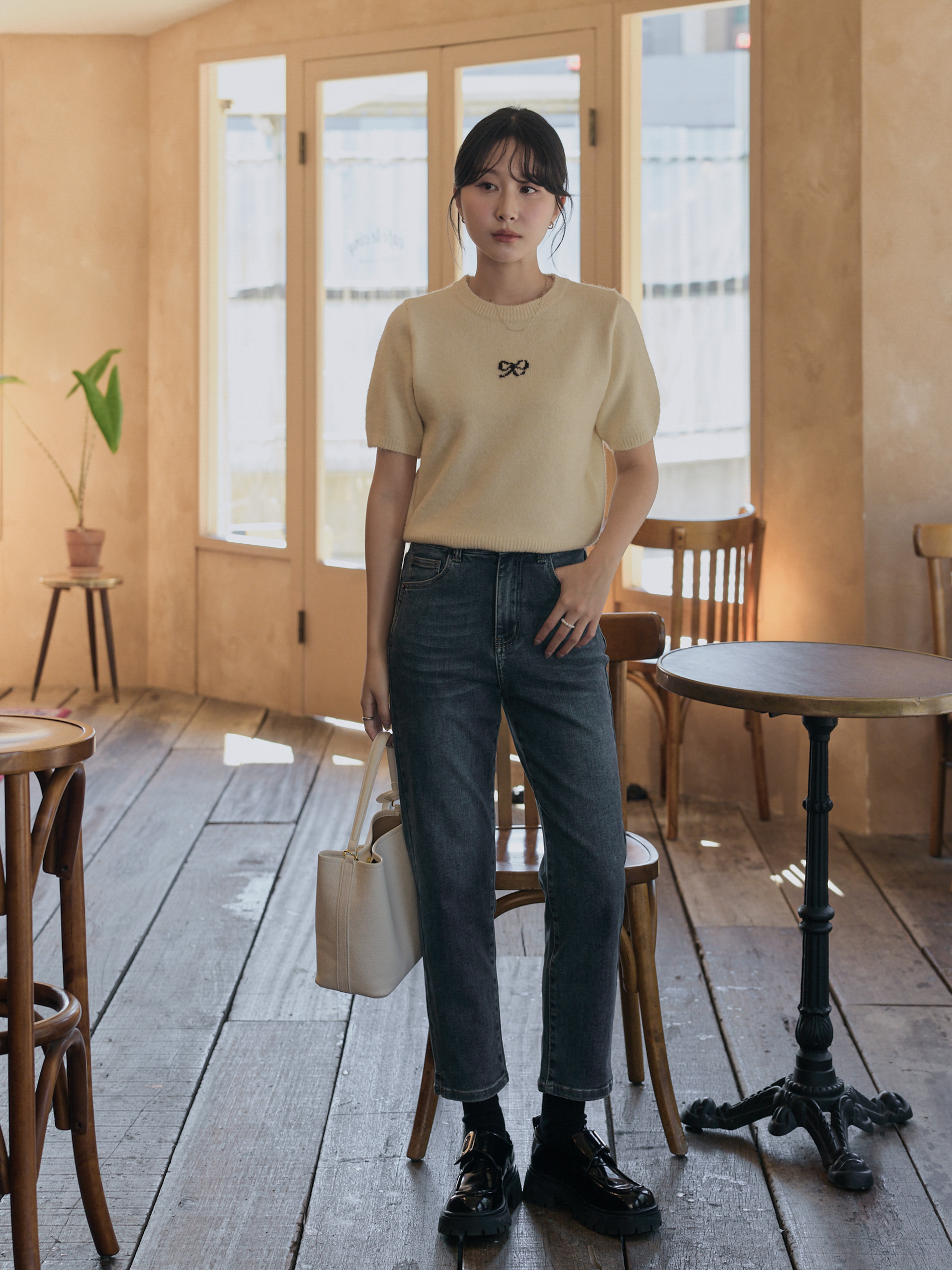 雲朵蝴蝶結針織短袖