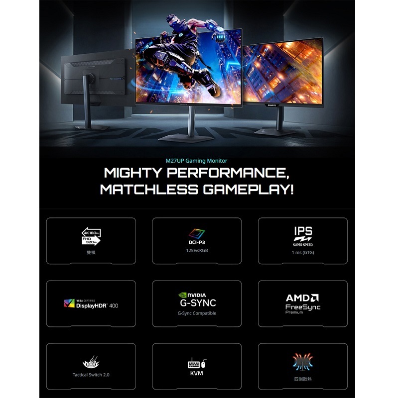 米特3C數位–GIGABYTE 技嘉 M27UP 27吋平面電競螢幕
