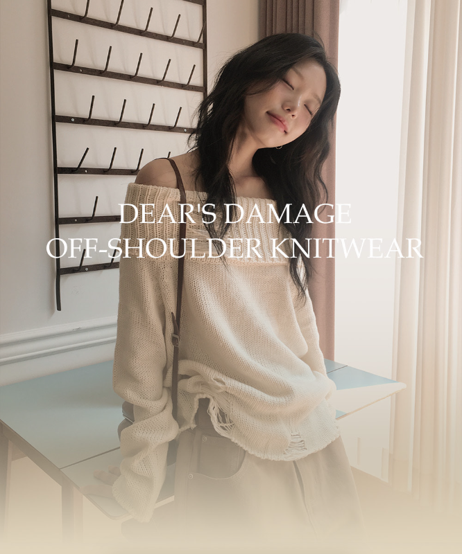 早秋預訂｜破洞露肩長袖針織上衣