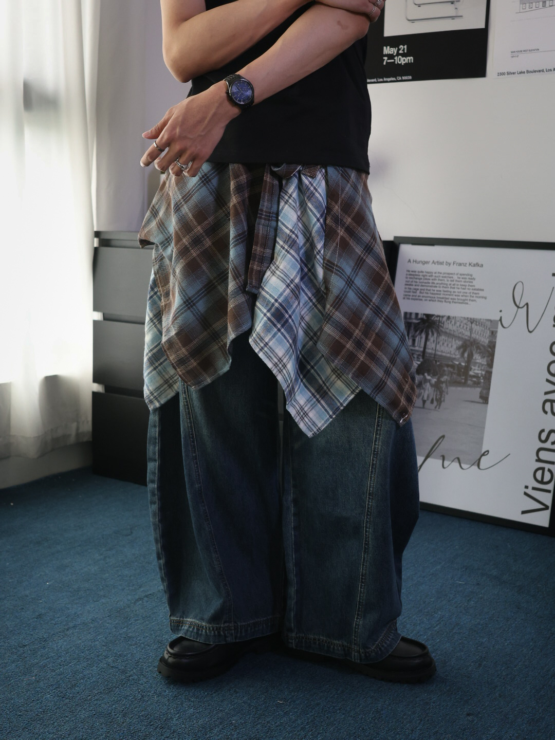 （現貨）疊穿神器 格紋 假襯衫下擺 裙擺 屁簾 P017