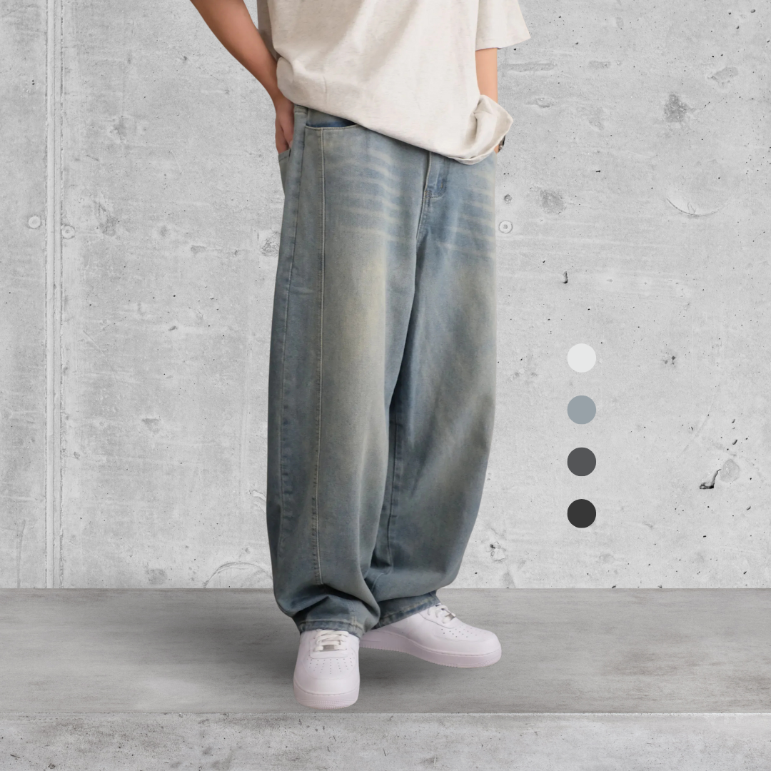 （現貨）NJ135 復古水洗 繭型分割設計彎刀牛仔褲