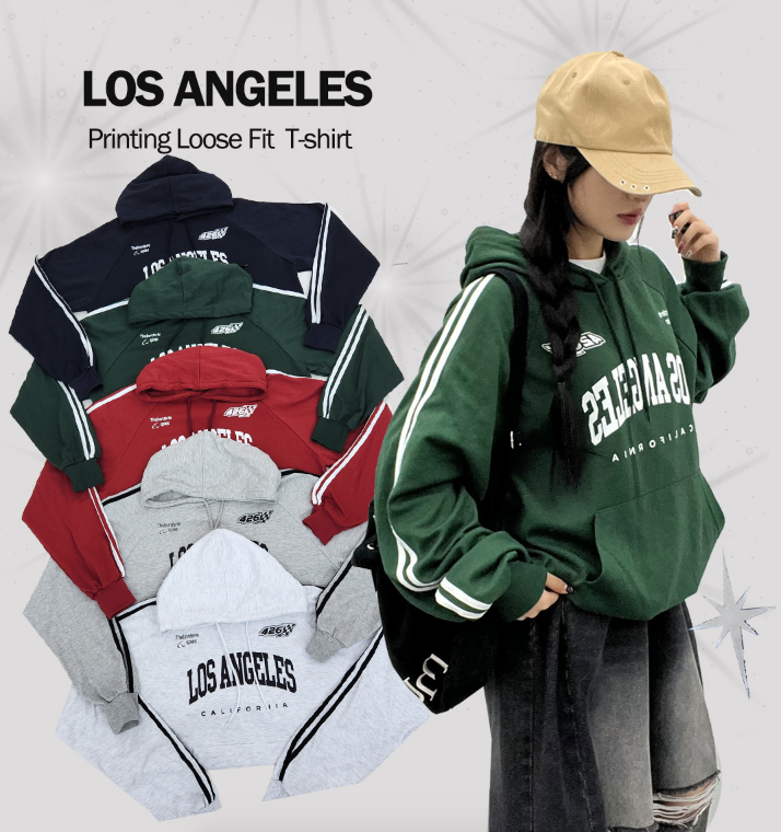 早秋預訂｜LA 兩線寬鬆HOODIE