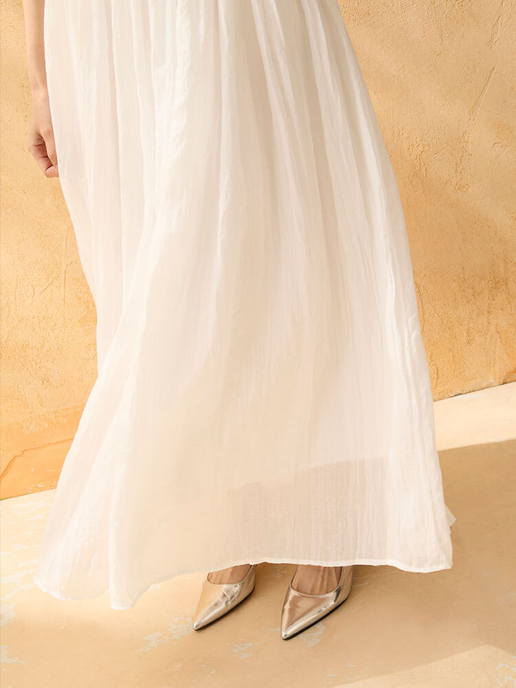 棉柔鬆緊抽褶傘裙