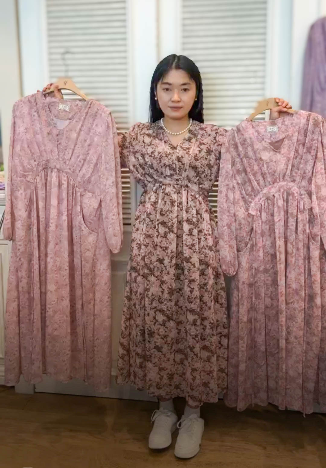 🥰PM_K3922  ▶️V領 束腰小碎花洋裝 👉B:100cm W:cm H:cm L:116cm