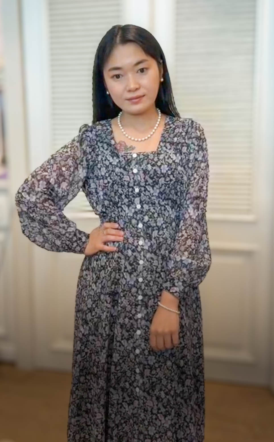 🥰PM_K3928  ▶️方塊領 排扣 洋裝 👉B:100cm W:80cm H:cm L:122cm